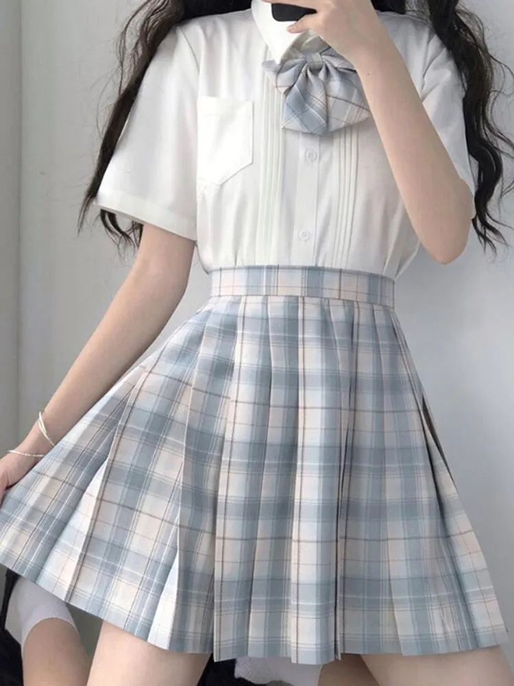 Plaid Women Pleated Skirt Bow Knot Summer High Waist Preppy Girls Dance Mini Skirt Cute A Line Harajuku Sexy Japan Faldas