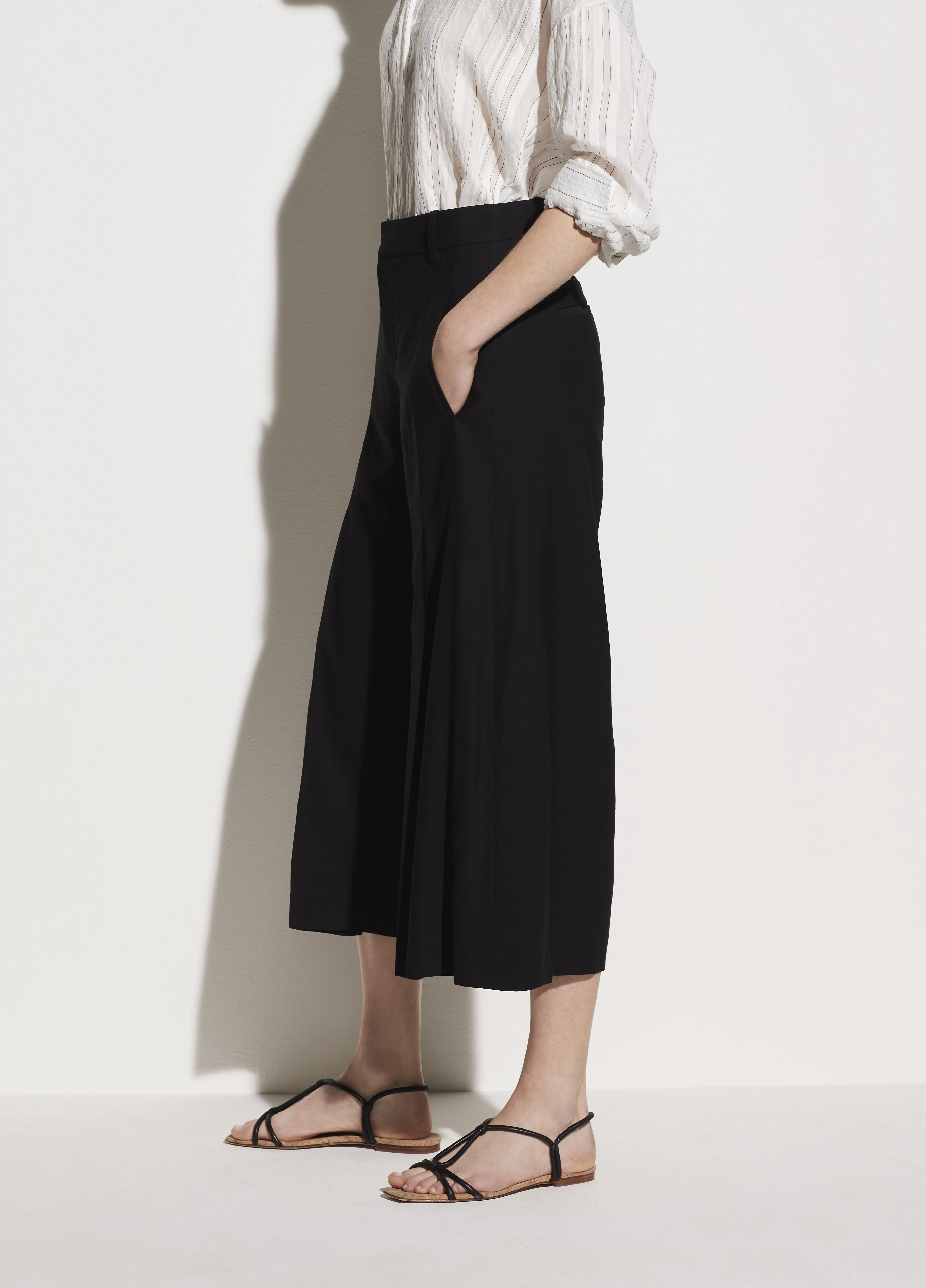 Pleat Front Culotte in Black