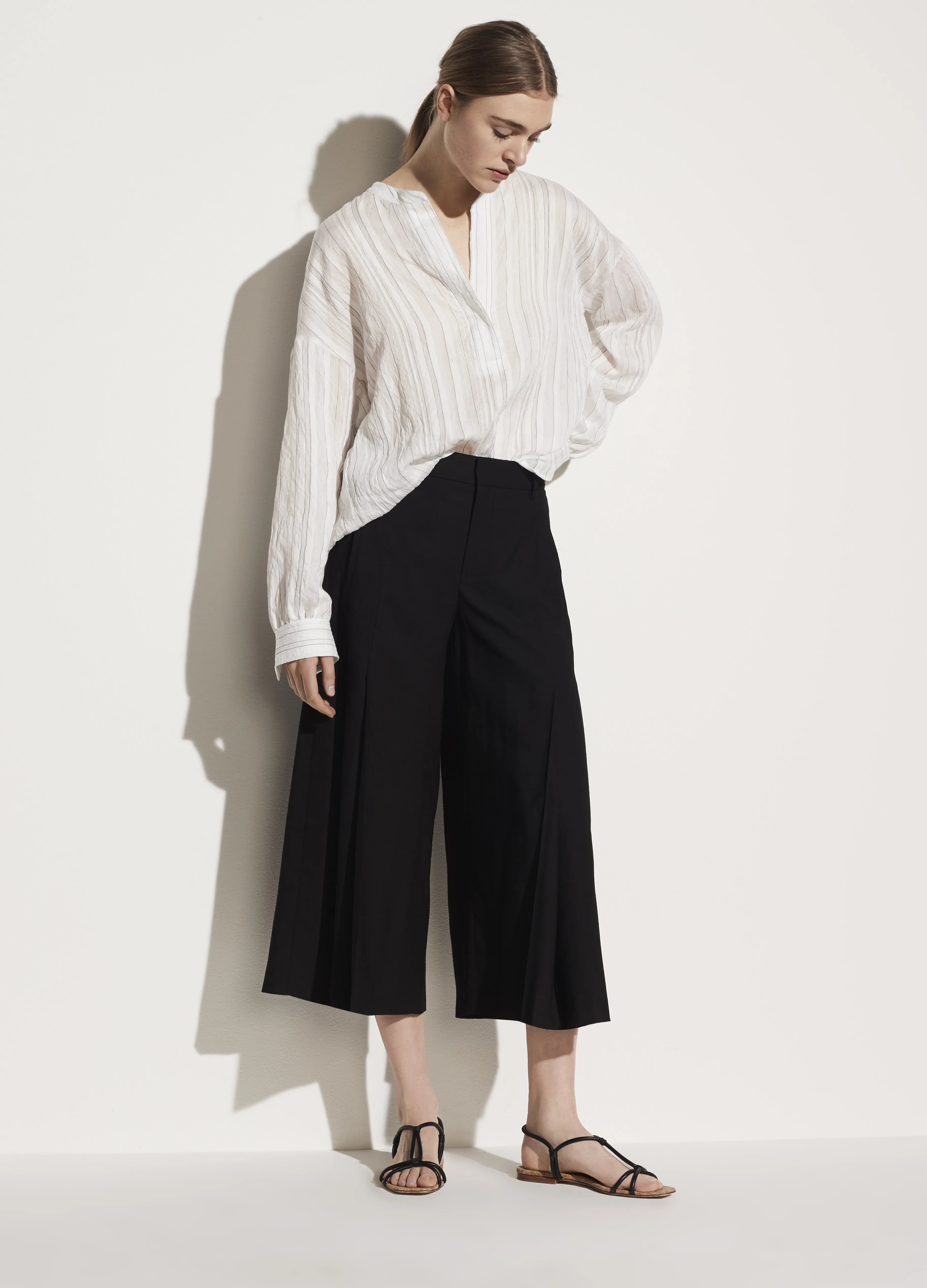 Pleat Front Culotte in Black