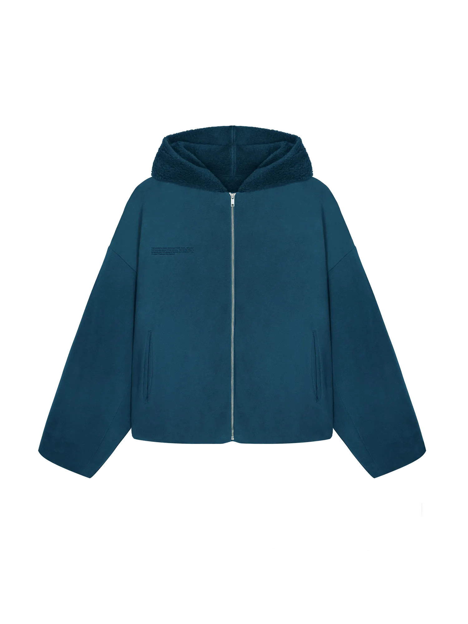 Recycled Wool Fleece Reversible Bomber Jacket—storm blue