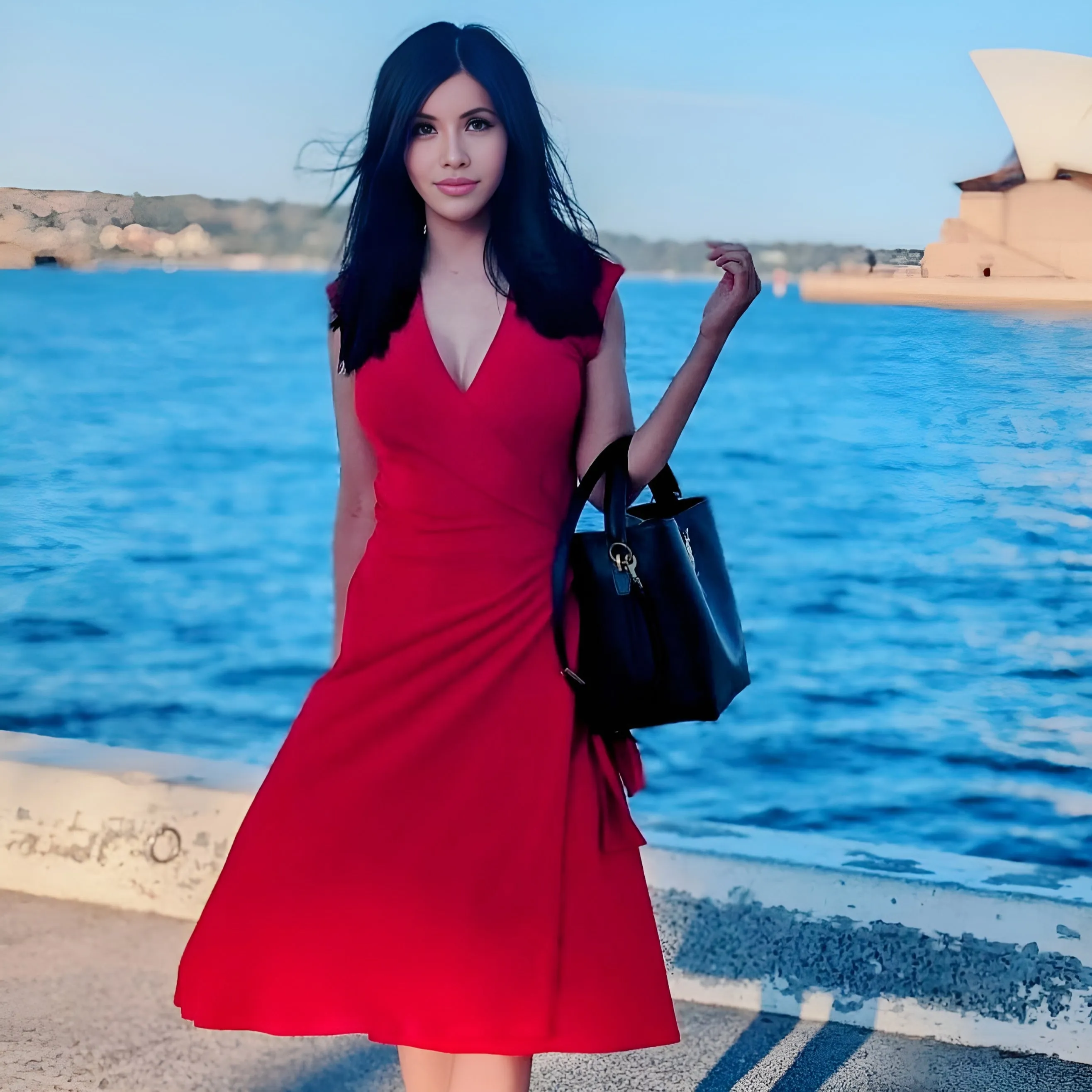 Red Sleeveless Wrap Dress