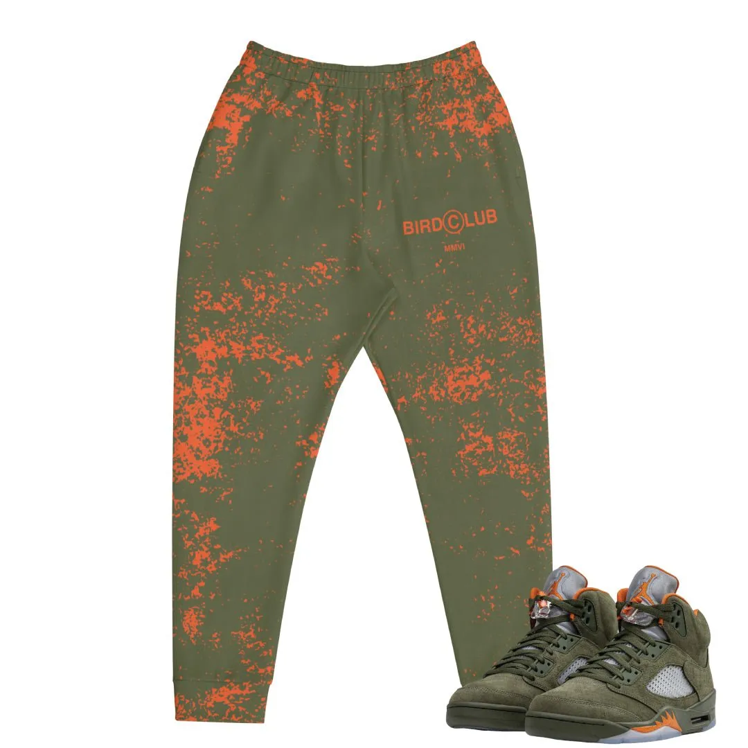 Retro 5 Olive/ Solar Orange Grunge Joggers