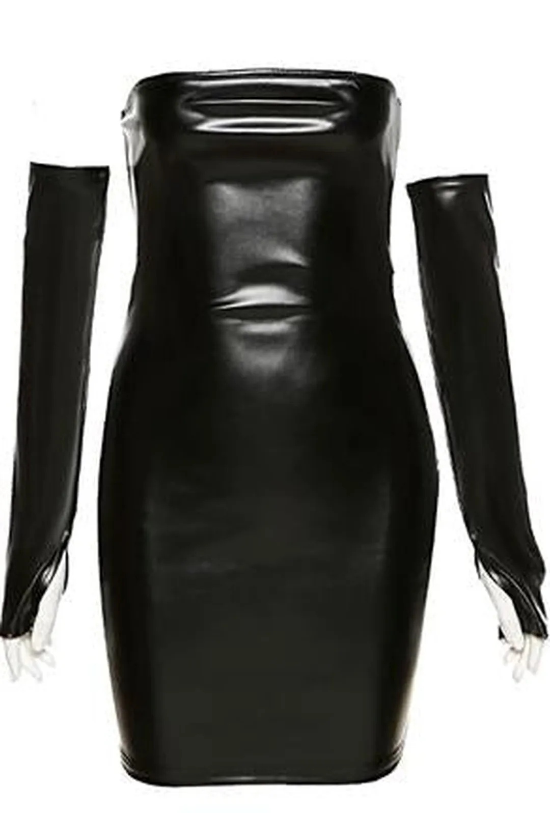 RHONDA - LEATHERETTE TUBE DRESS