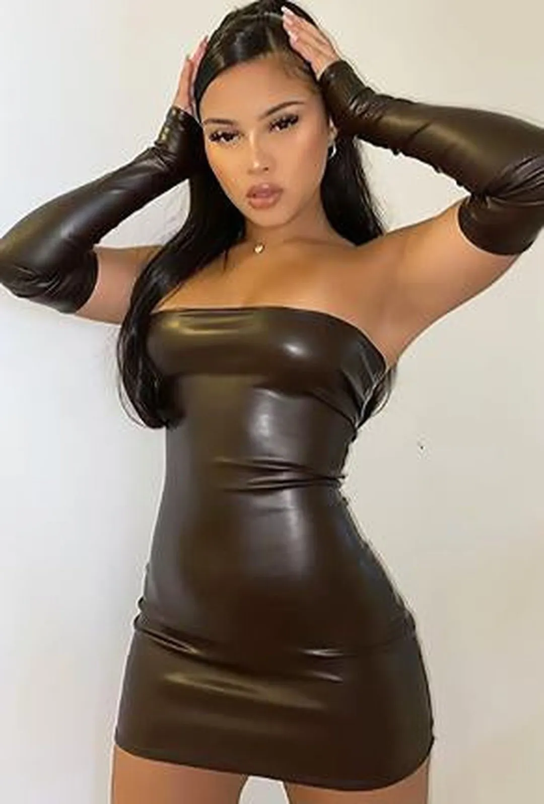 RHONDA - LEATHERETTE TUBE DRESS