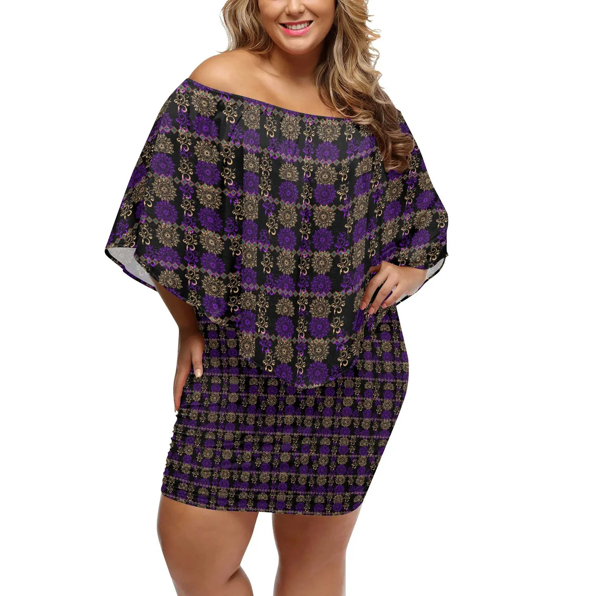 Royal Hues Womens Off The Shoulder Wrap Dress