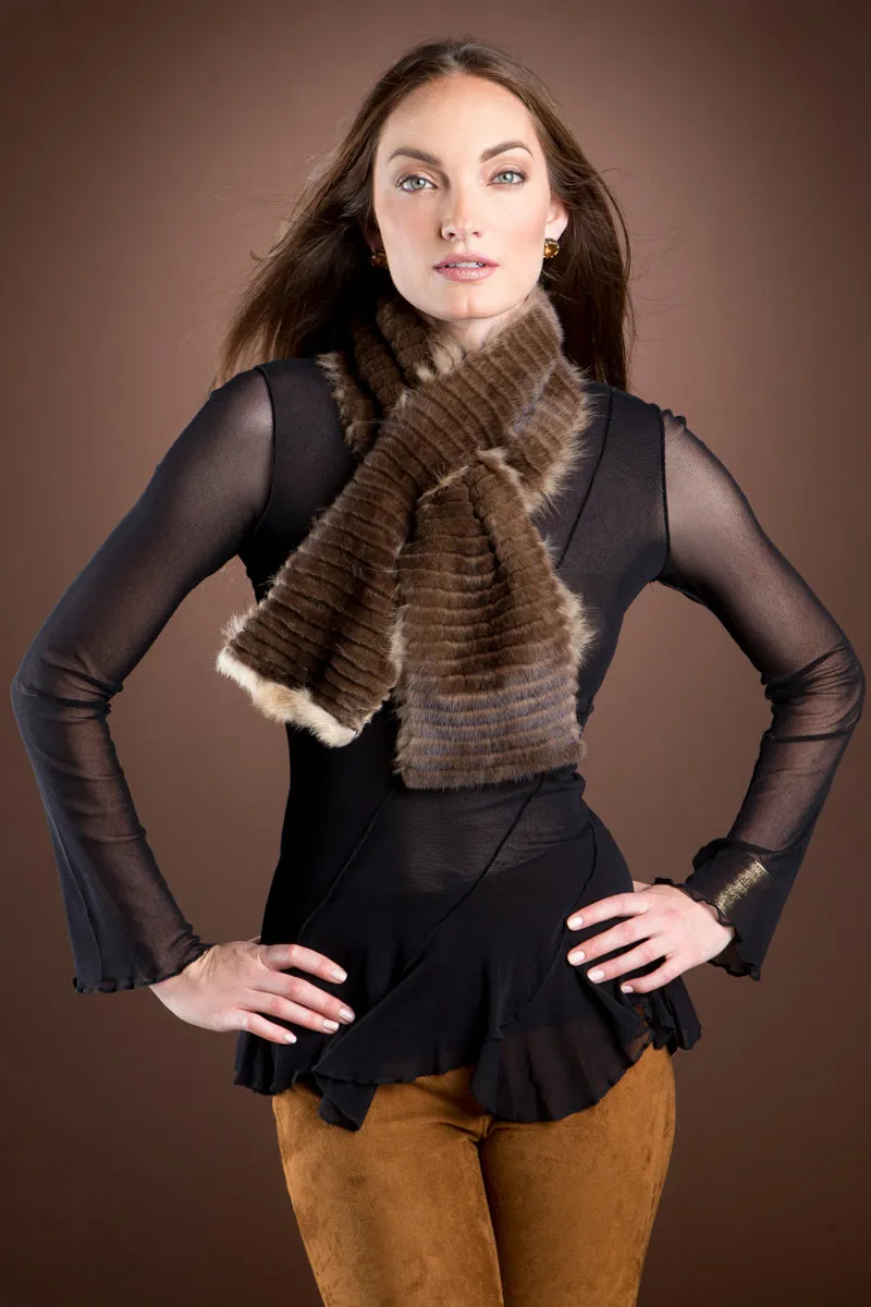 Russian Sable & Mink Double Fur Pull-Through Scarf