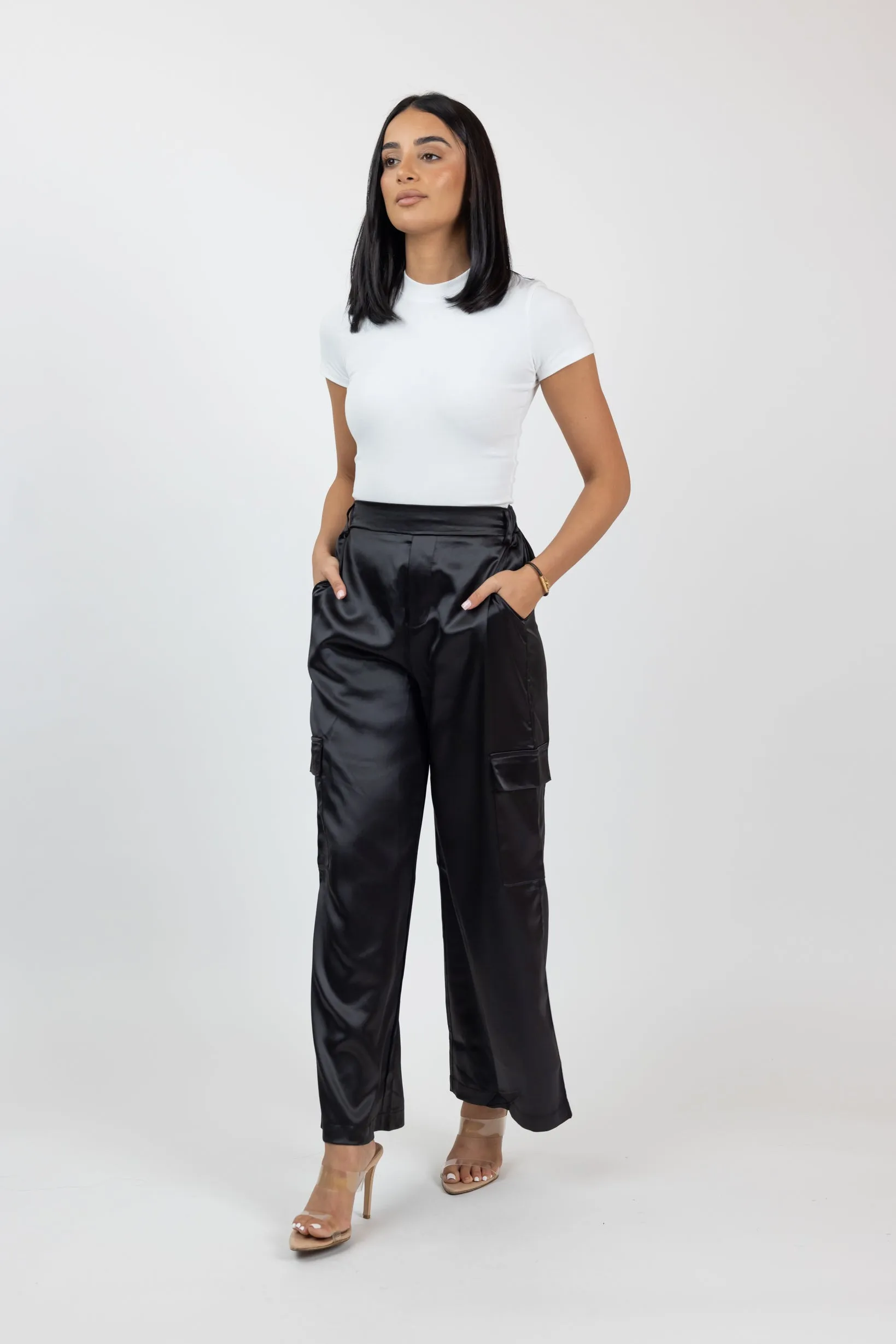 Satin Cargo Pants