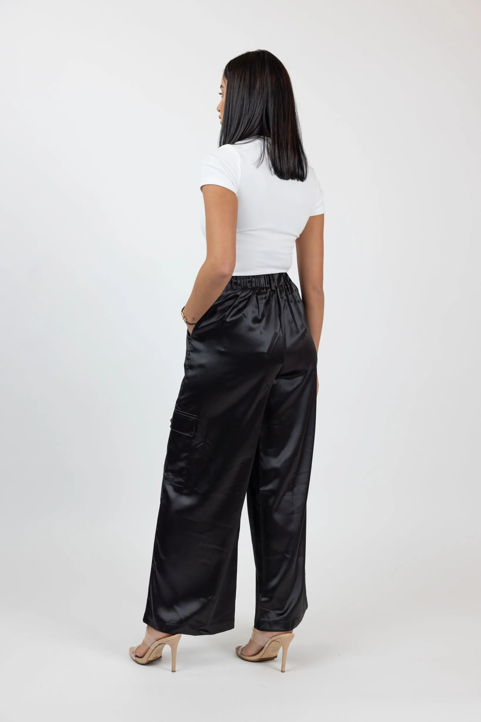 Satin Cargo Pants