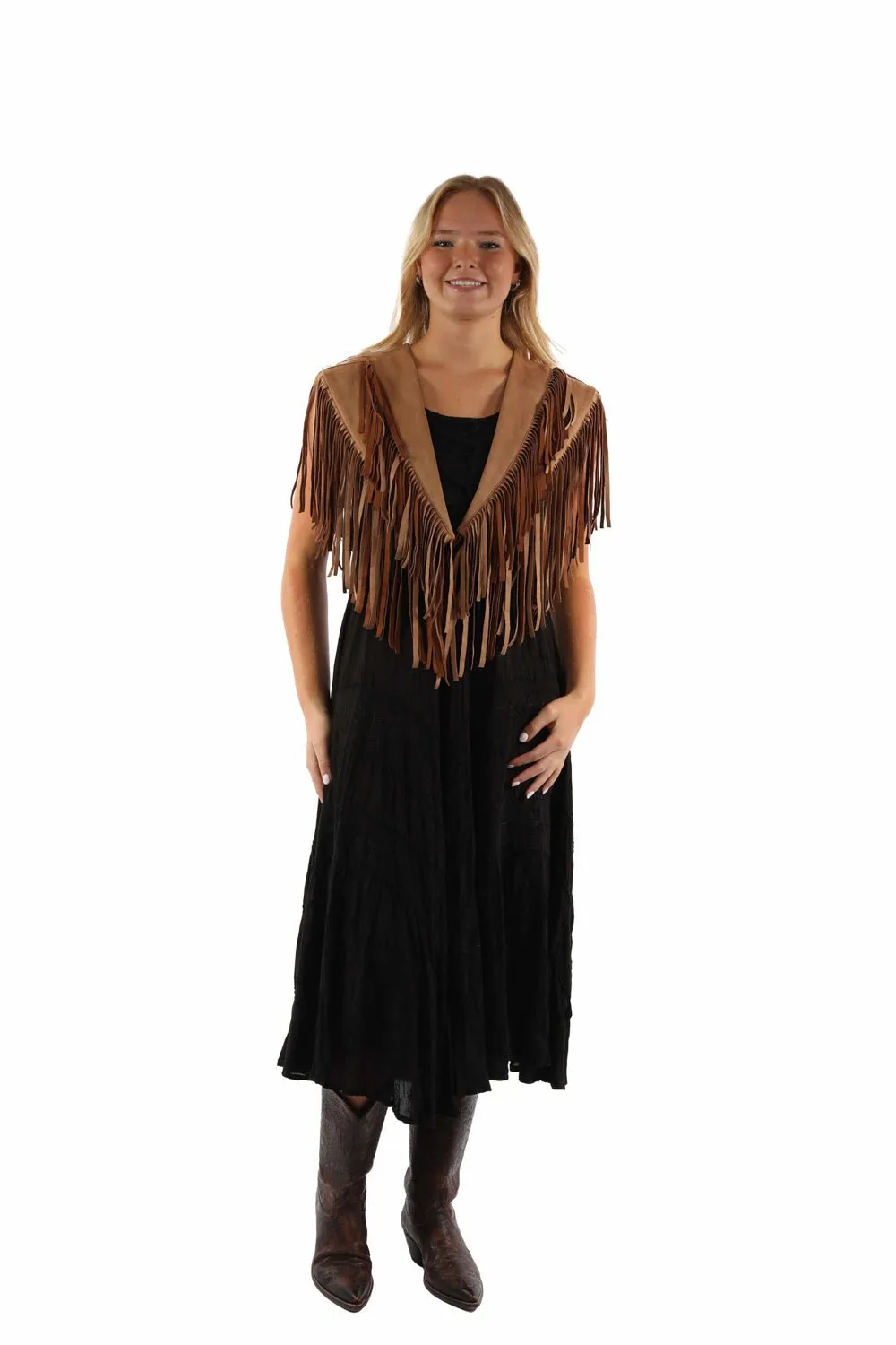 Scully Womens Short Fringe Shawl Tan 100% Polyester Sweater Wrap