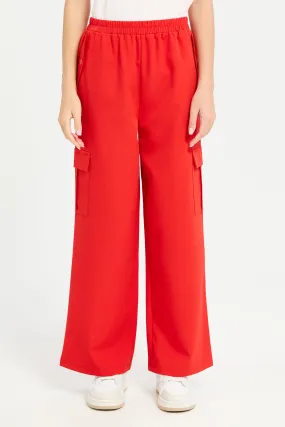 Senior Girls Red Cargo Pants