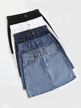 Sexy Women Denim Mini Skirt Fashion Summer High Waist Korean Black Skirt Blue Package Hip Jeans Harajuku Cotton S-3XL