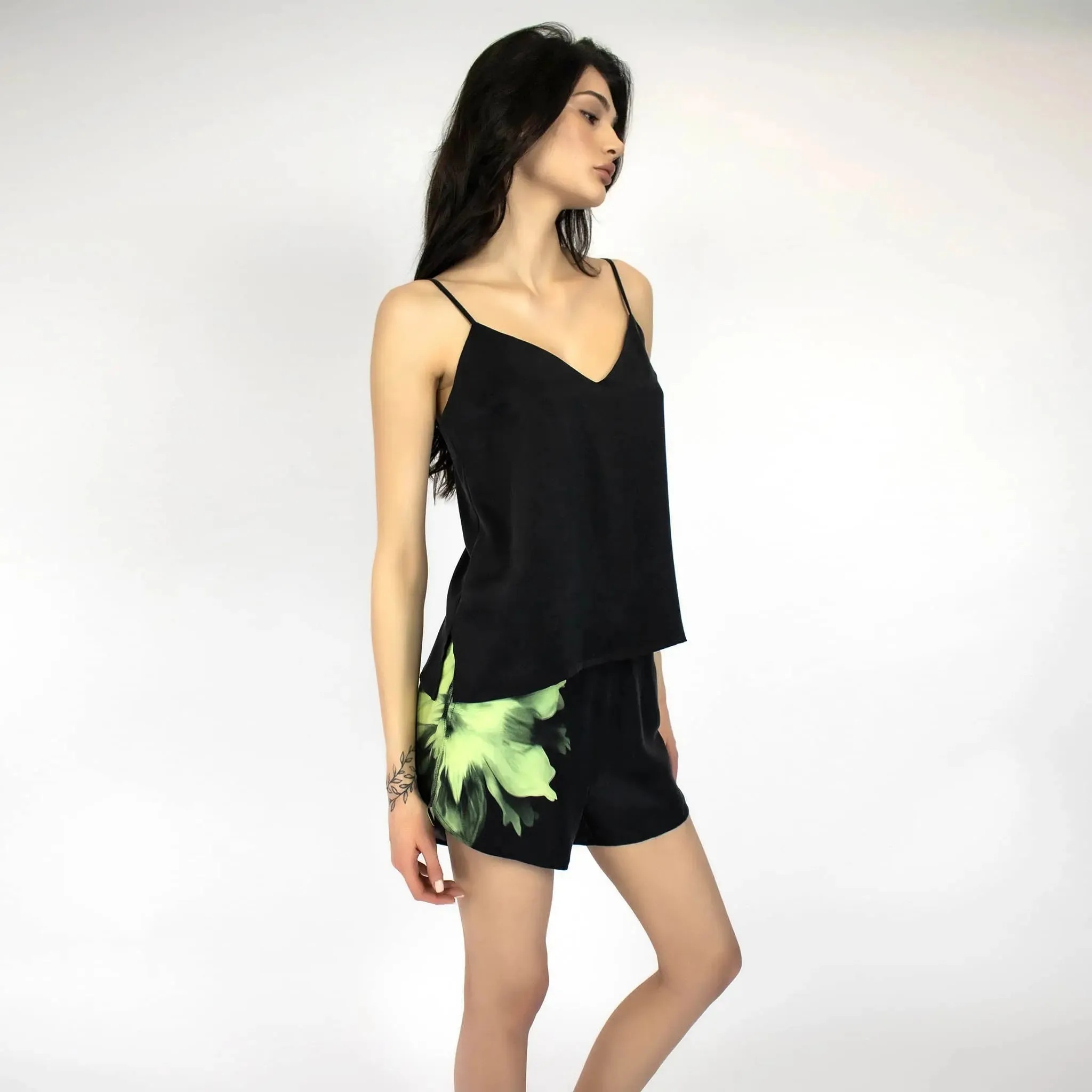 Silk Dreamscape Black Camisole