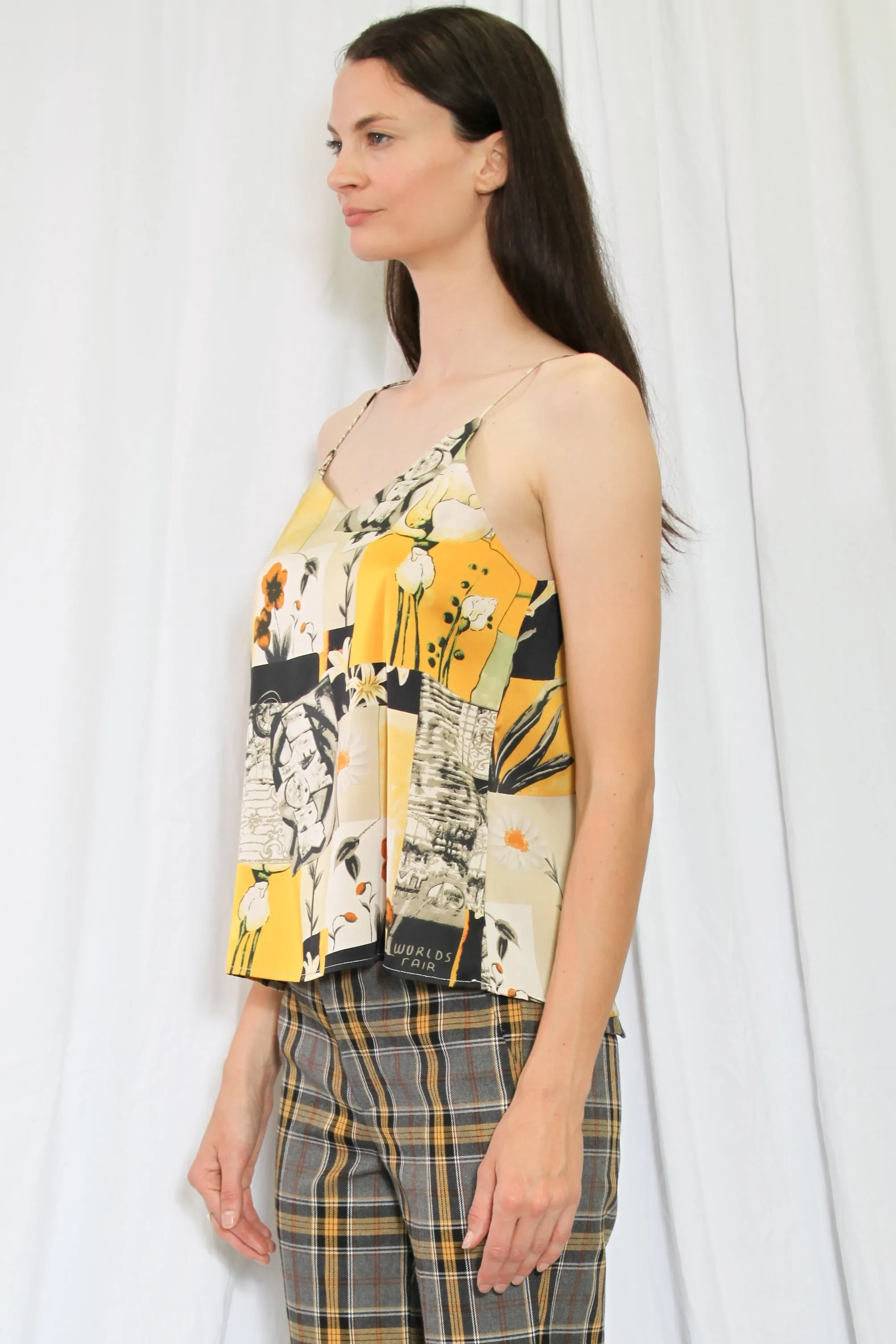 Silk Printed Yellow Camisole top