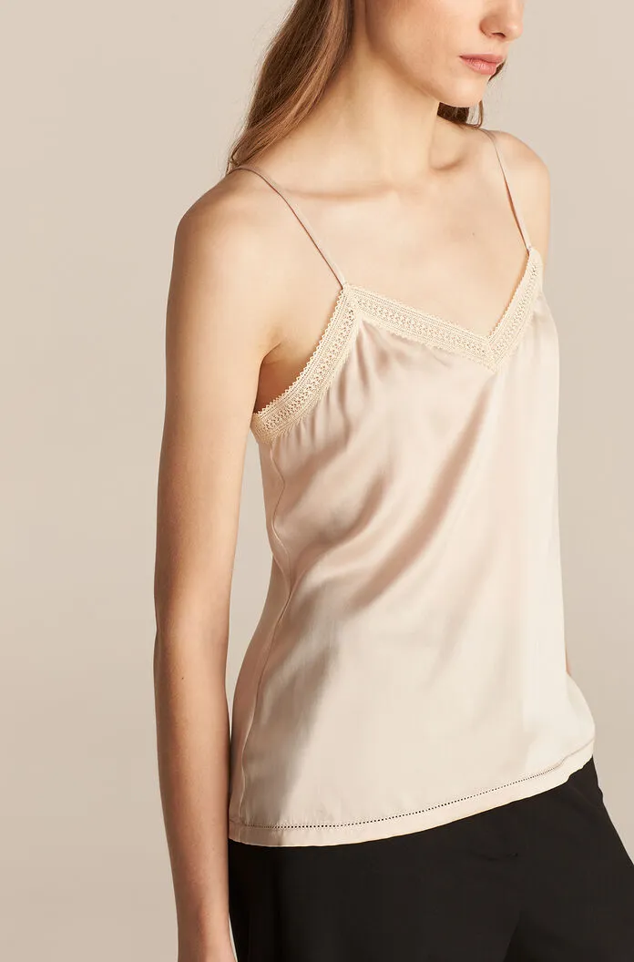 Sleeveless Charmeuse Cami - Sunset Pink