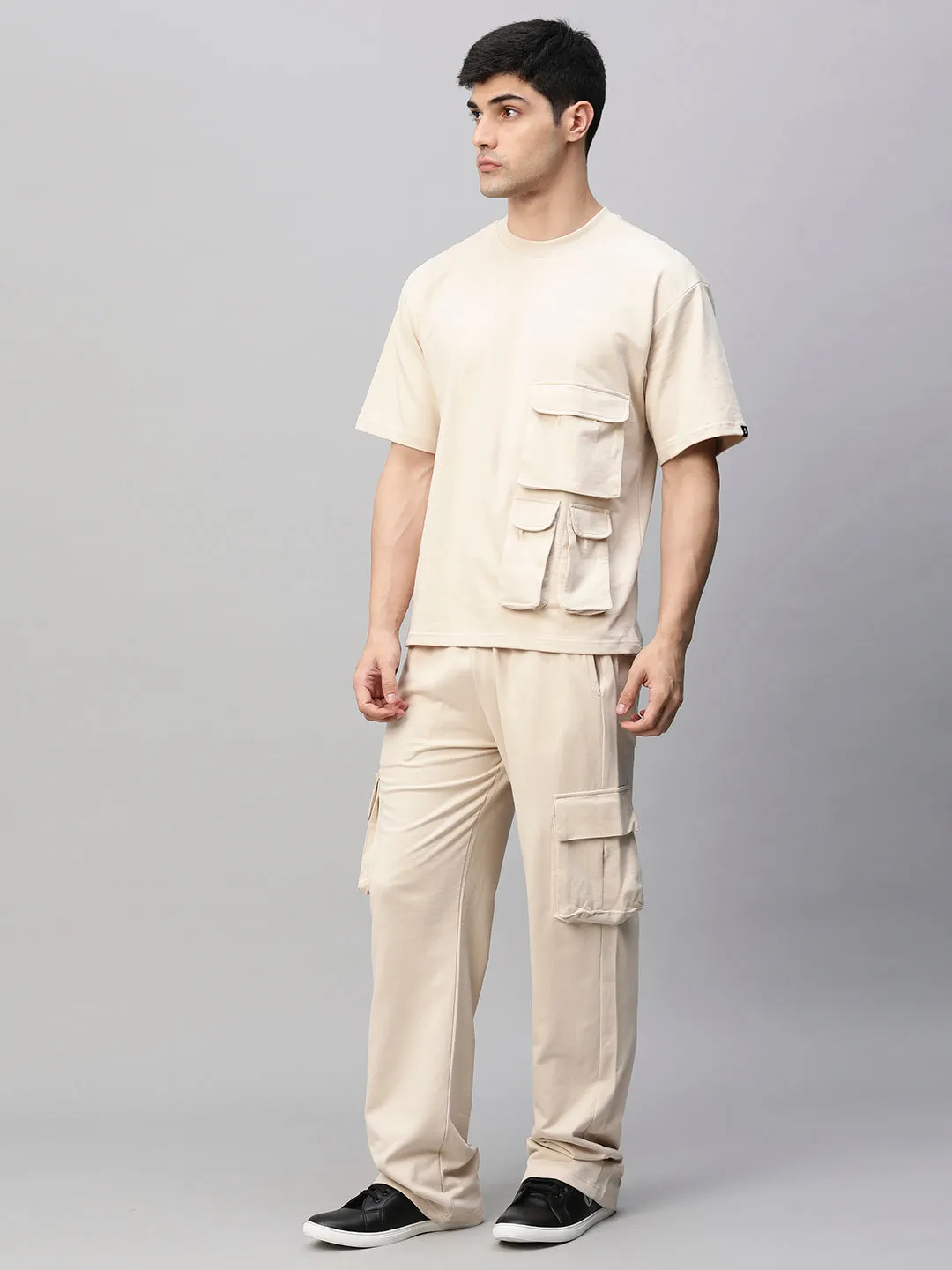 Streetwear Cargo Co-ord Set - Beige