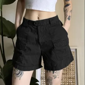 Streetwear Cargo Style Pockets Solid Summer Denim Shorts Women Casual Basic Short Jeans Pants Harajuku Y2K Clothing