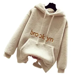 Student Loose Plus Fleece Hooded Sweater hoodie