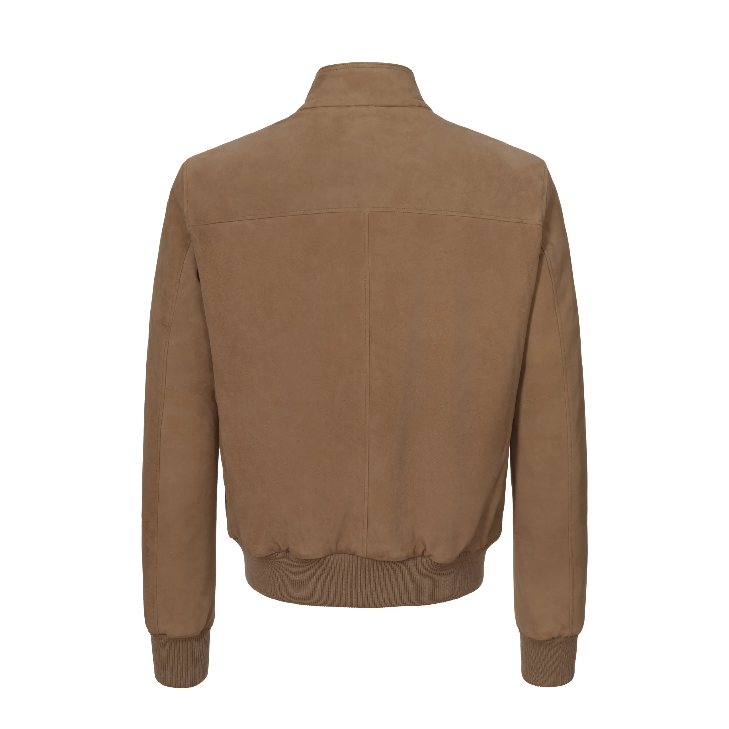 Suede Leather Bomber Jacket in Mustard Brown