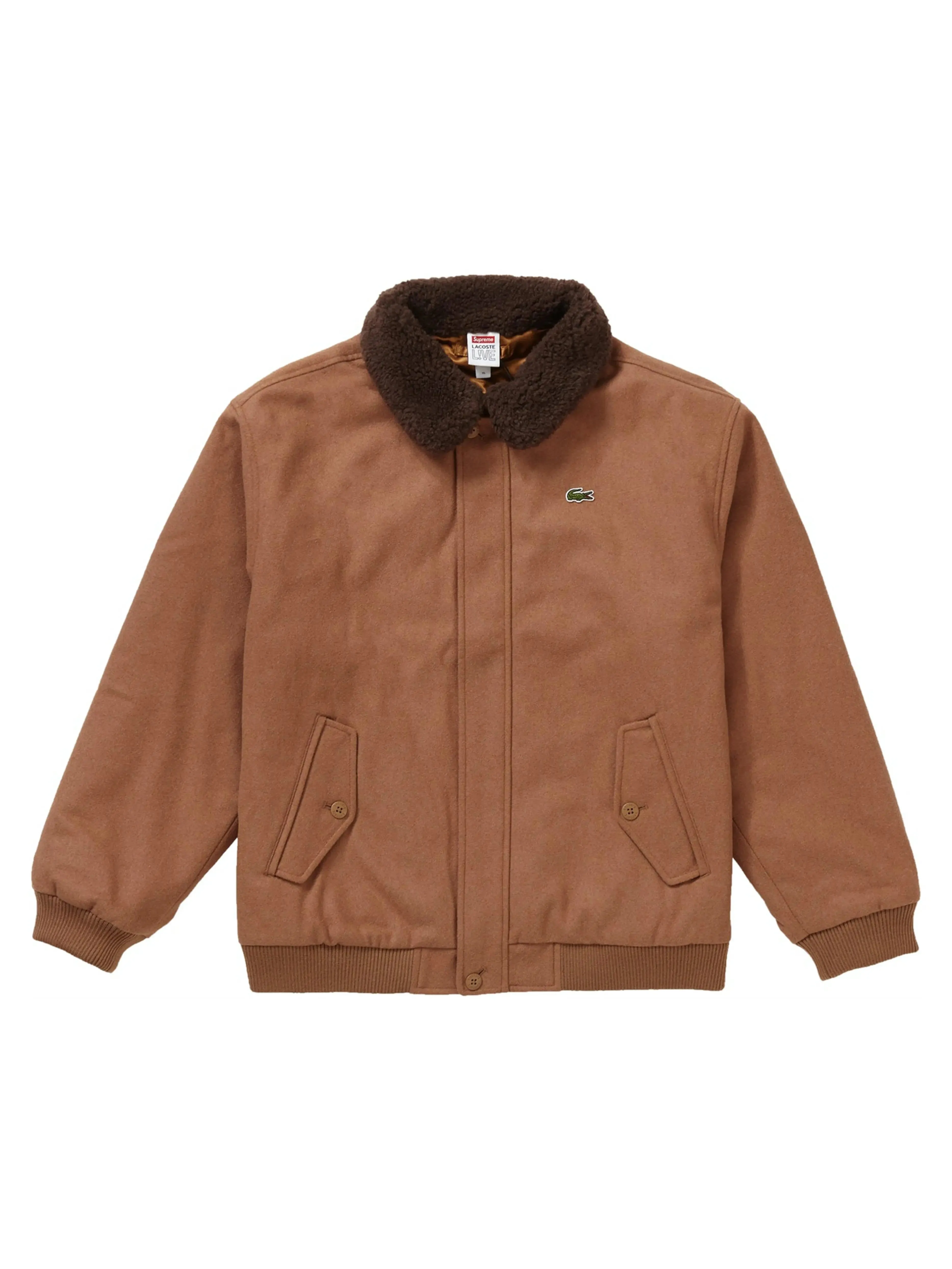 Supreme LACOSTE Wool Bomber Jacket Tan [FW19]