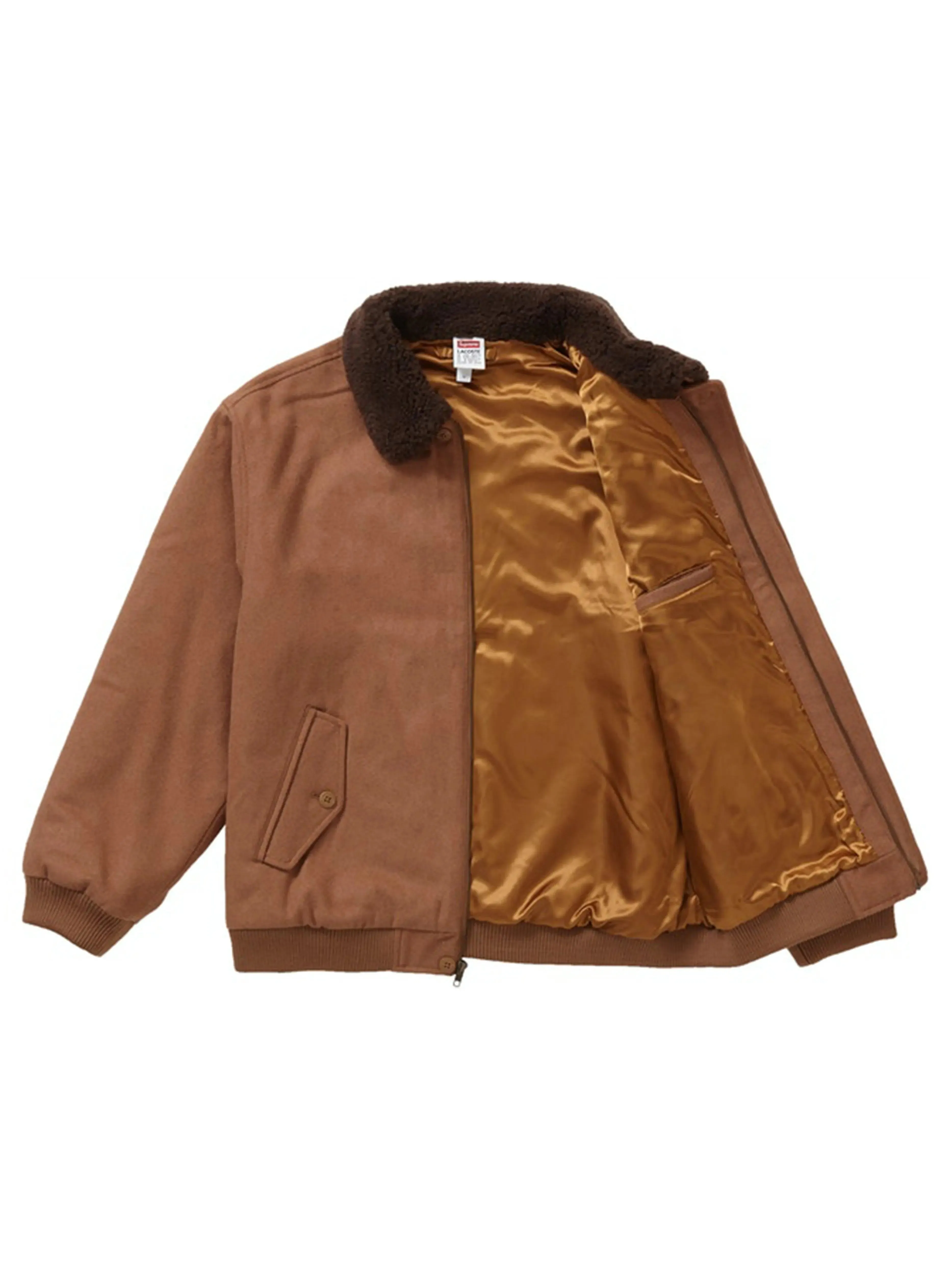 Supreme LACOSTE Wool Bomber Jacket Tan [FW19]