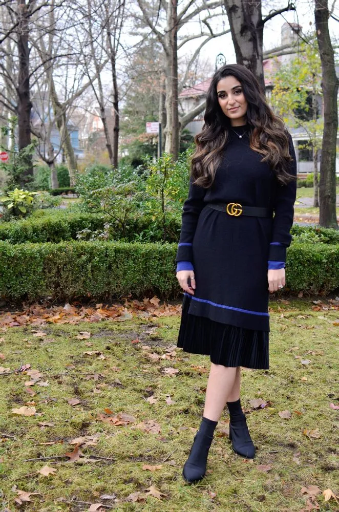 Sweater Dress (Black/Royal Blue)