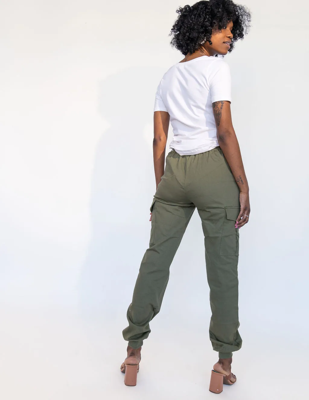 Tall Cargo Joggers-Olive