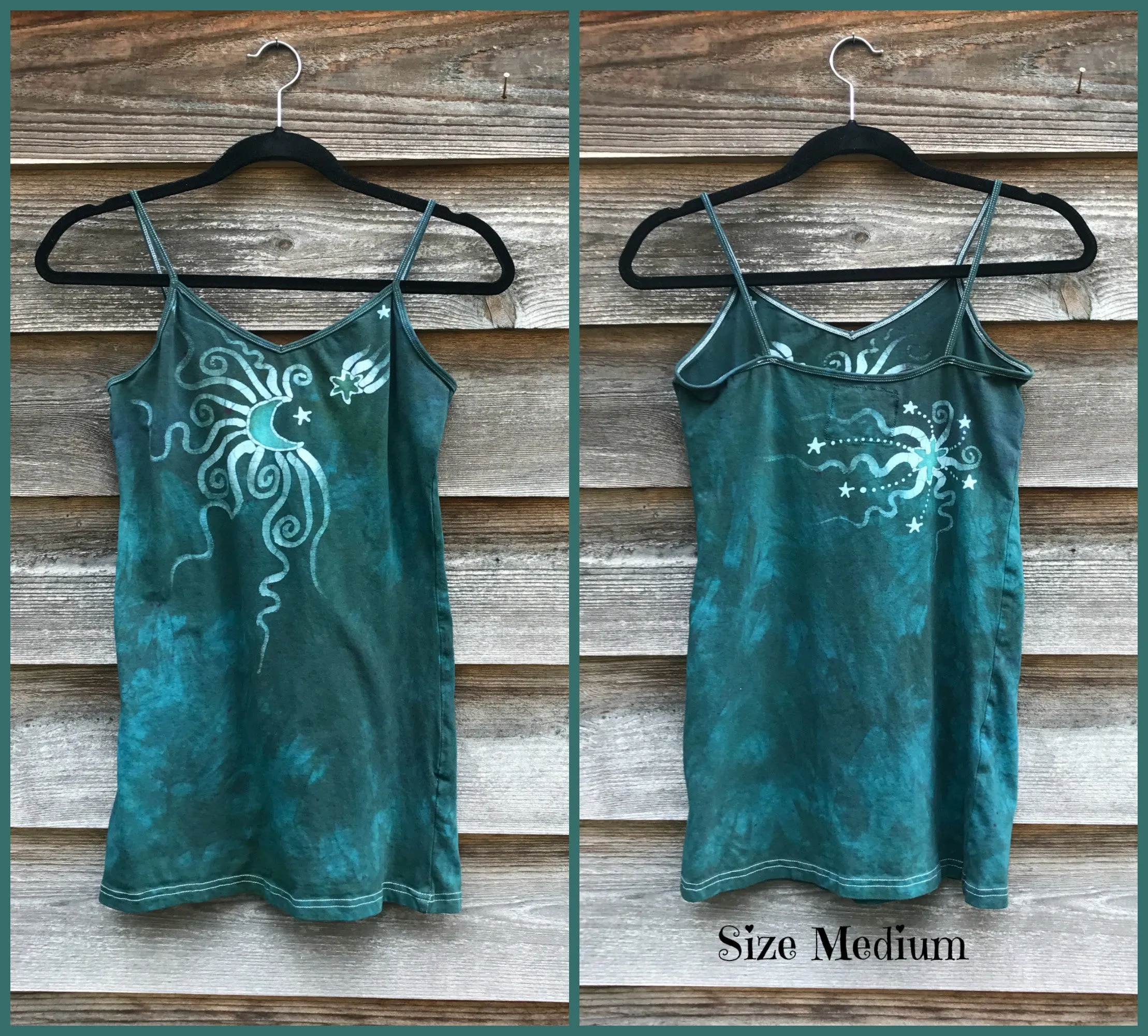 Teal Moonbeams Stretchy Batik Long Camisole