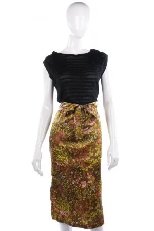 Thai Room silk floral yellow bronze and skirt. UK size 12