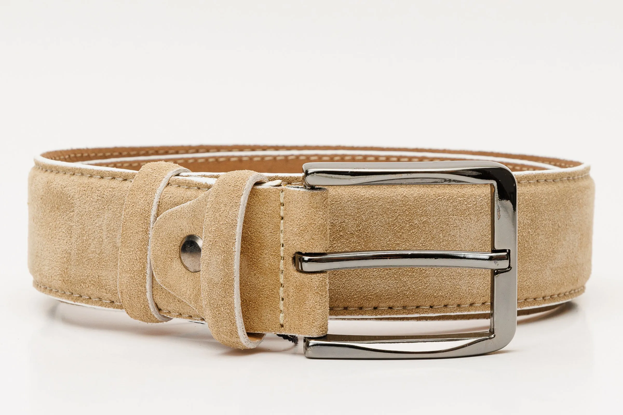 The Bari Beige Leather Belt