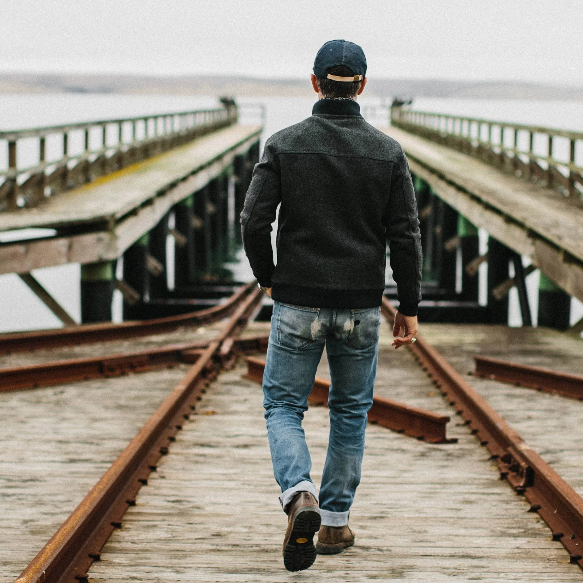 The Bomber Jacket in Charcoal Wool