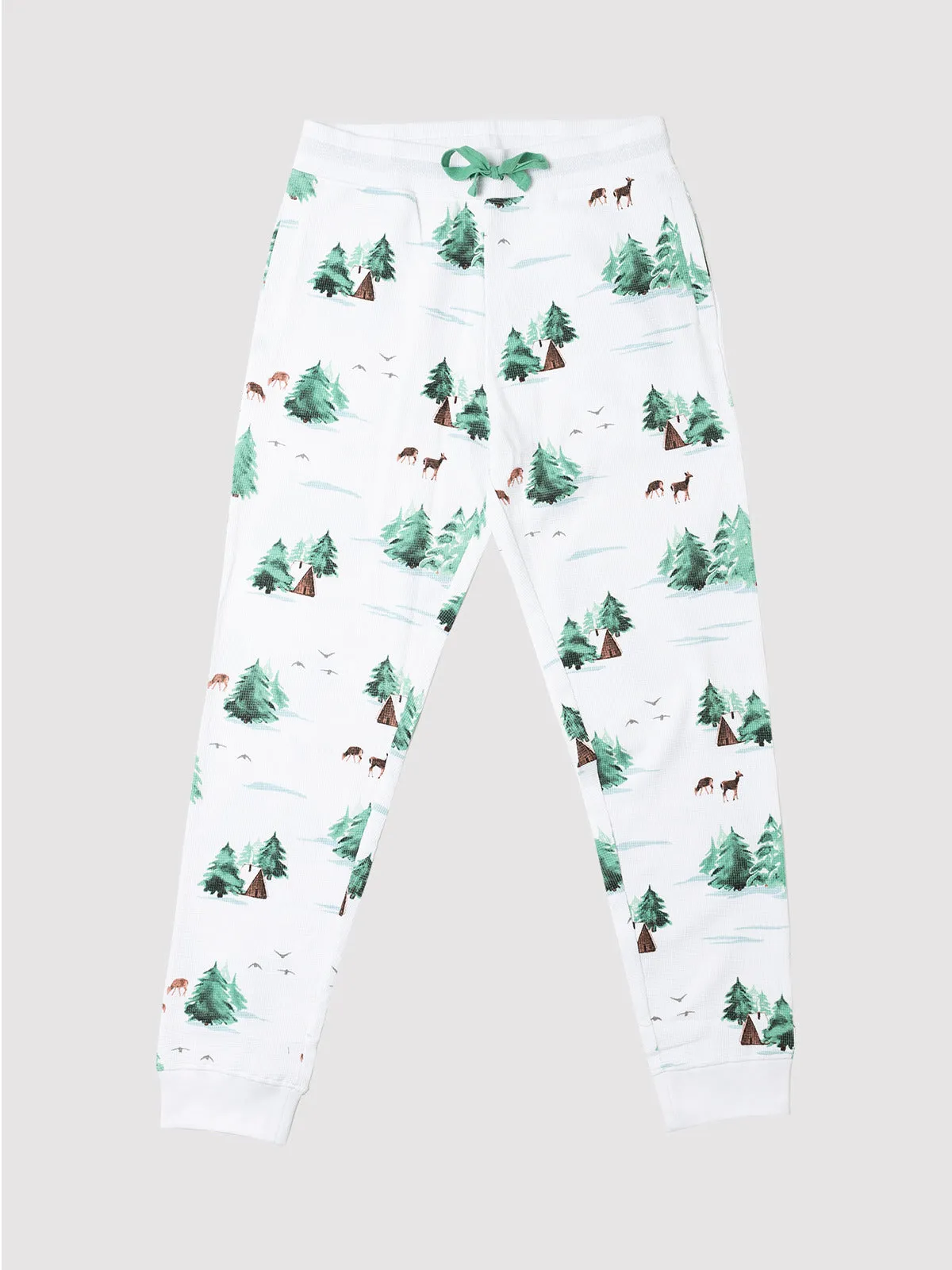 Thermal Watercolor Trees/Cabin Ladies Joggers