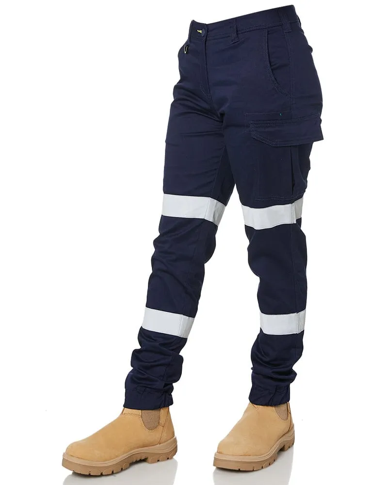 Tradies Womens Taped Cotton Cargo Cuffed Pants Value Pack - Navy