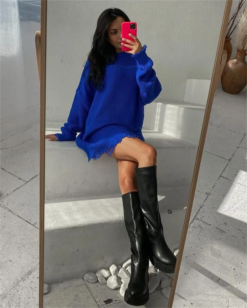 Trendy Oversized Elegant Knitted Sweater Dress