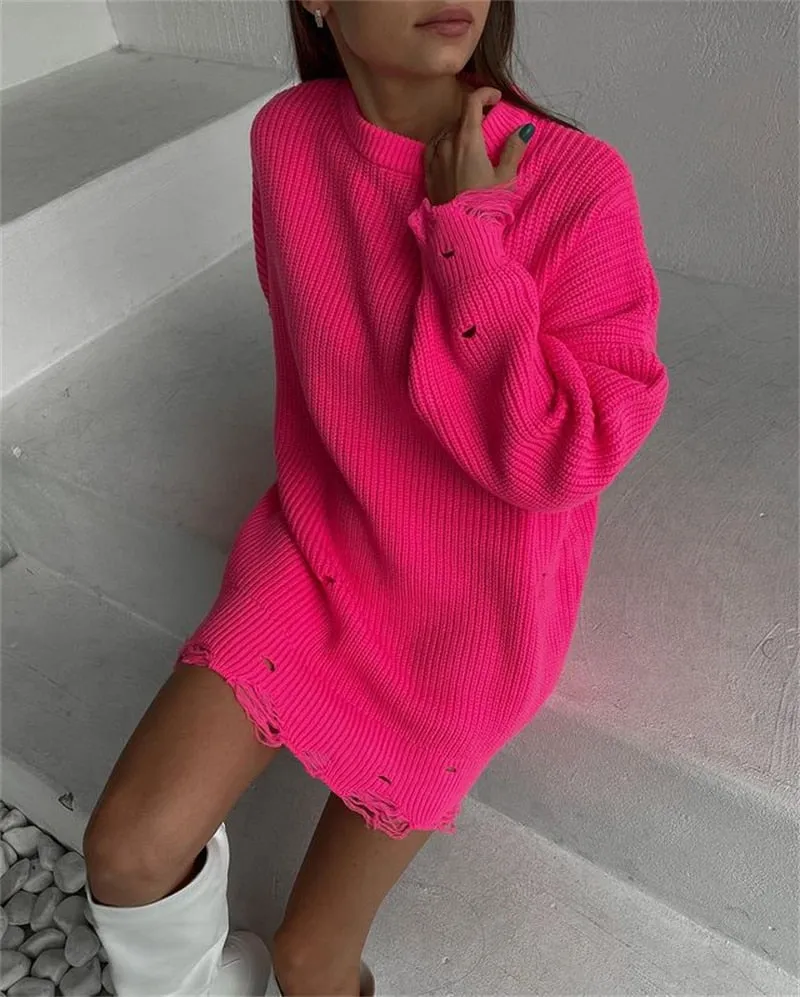 Trendy Oversized Elegant Knitted Sweater Dress