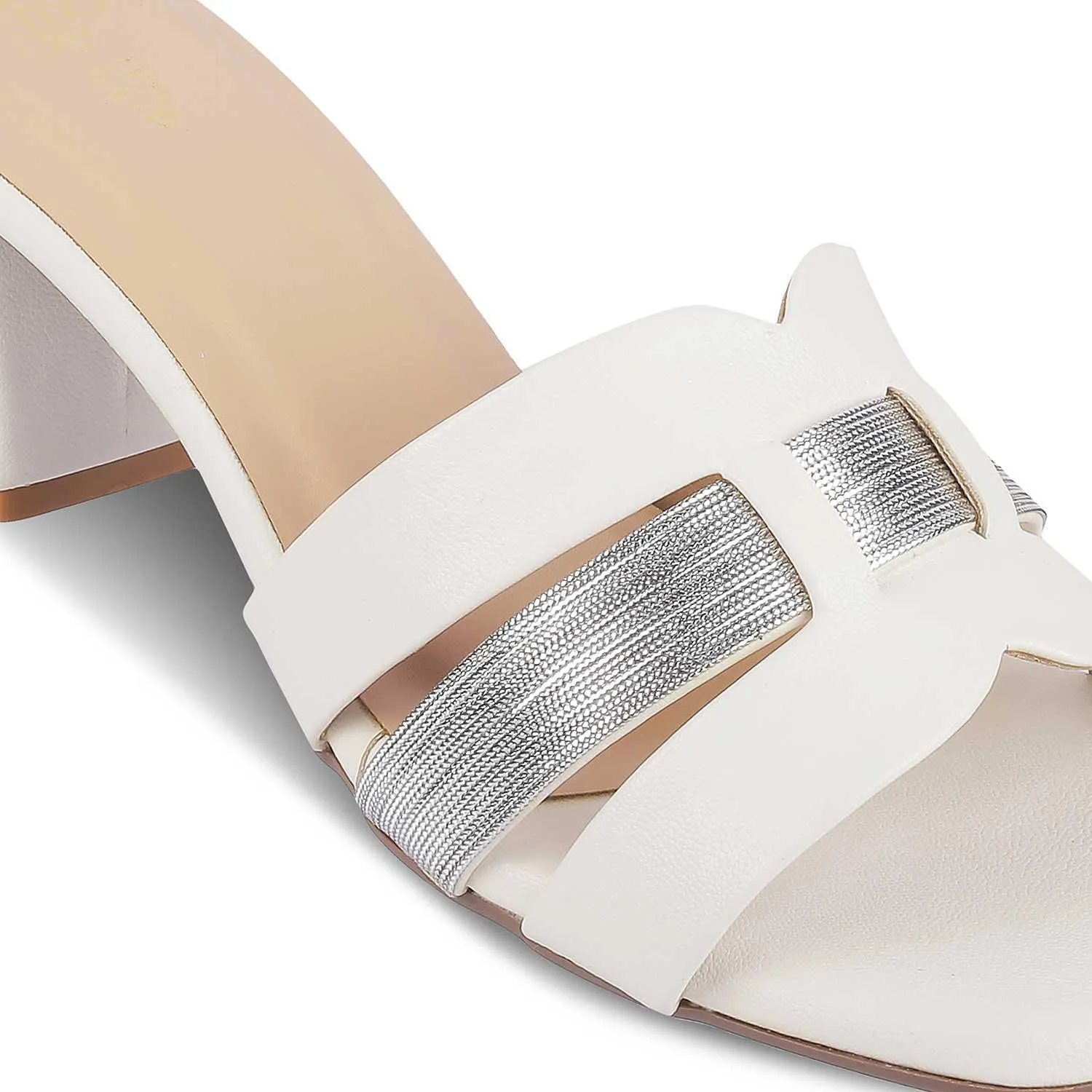 Tresmode Silo White Women's Dress Block Heel Sandals