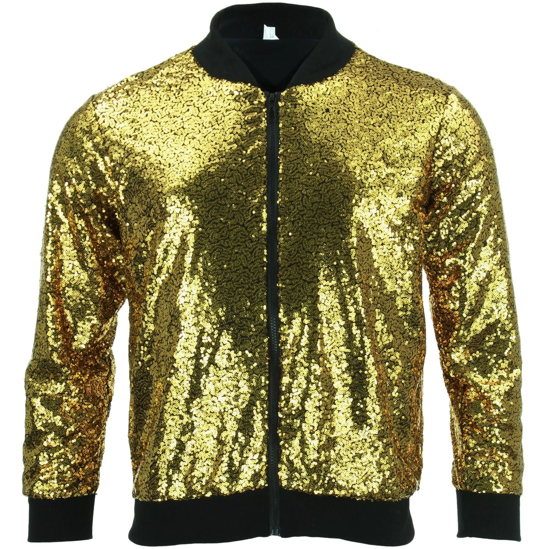 Unisex Sequin Bomber Jacket - Gold