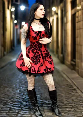 VELVET BALLET DRESS - BLACK ON RED