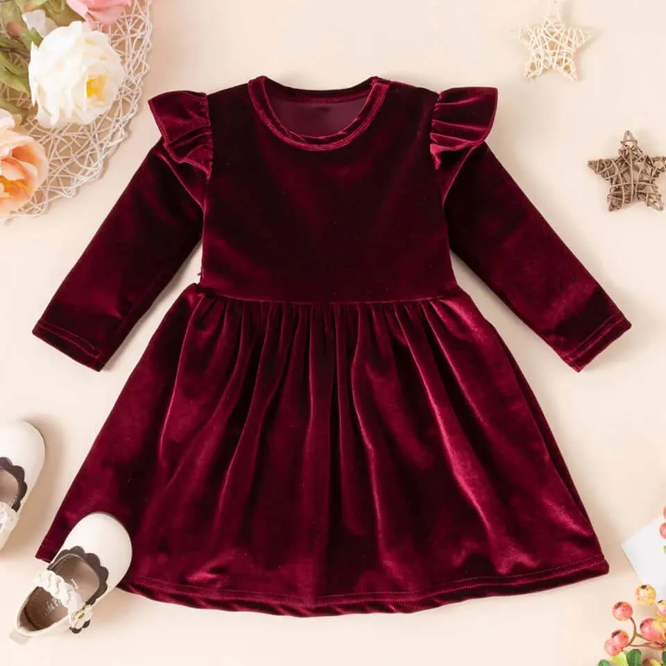 Velvet Ruffle Holiday Dress