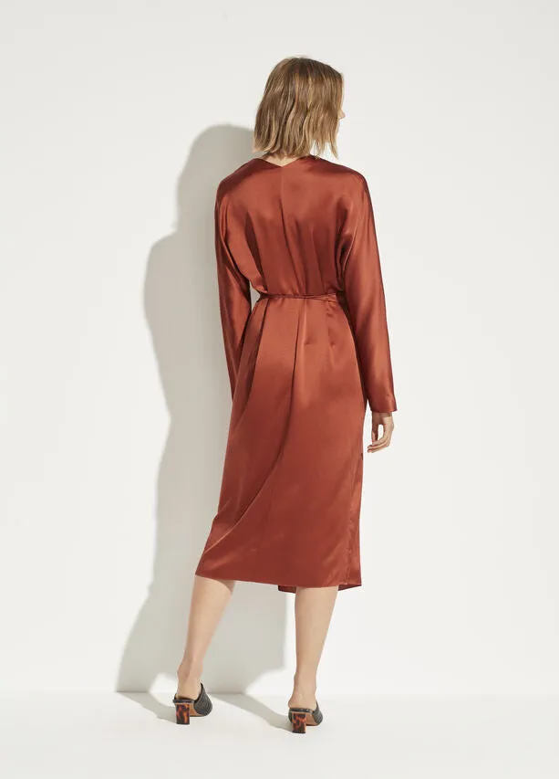 Vince - Wrap Tie Dress in Brick