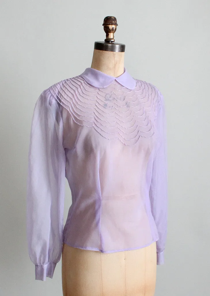 Vintage 1950s Lavender Sheer Nylon Blouse