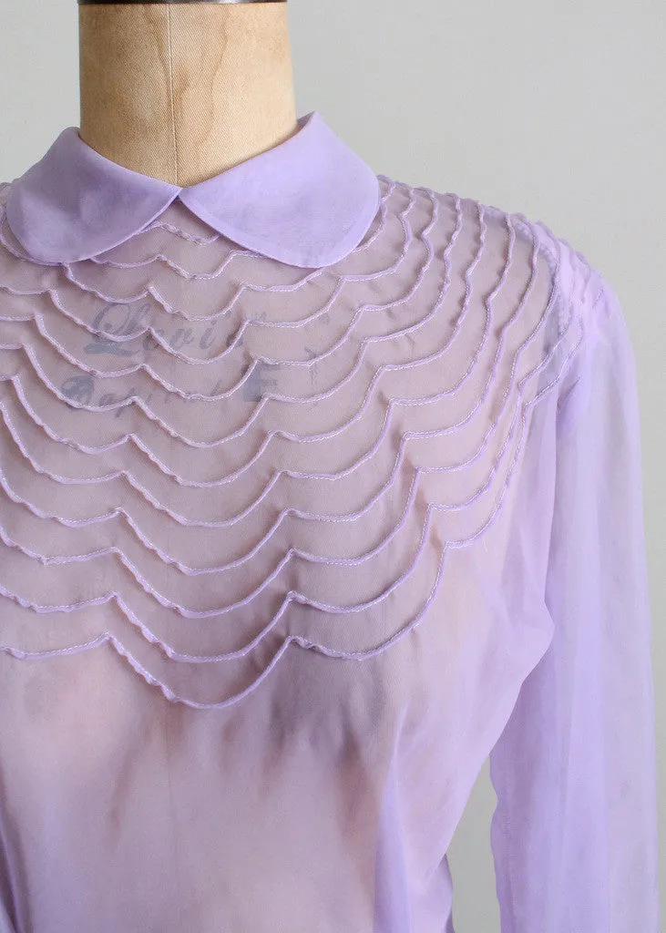 Vintage 1950s Lavender Sheer Nylon Blouse