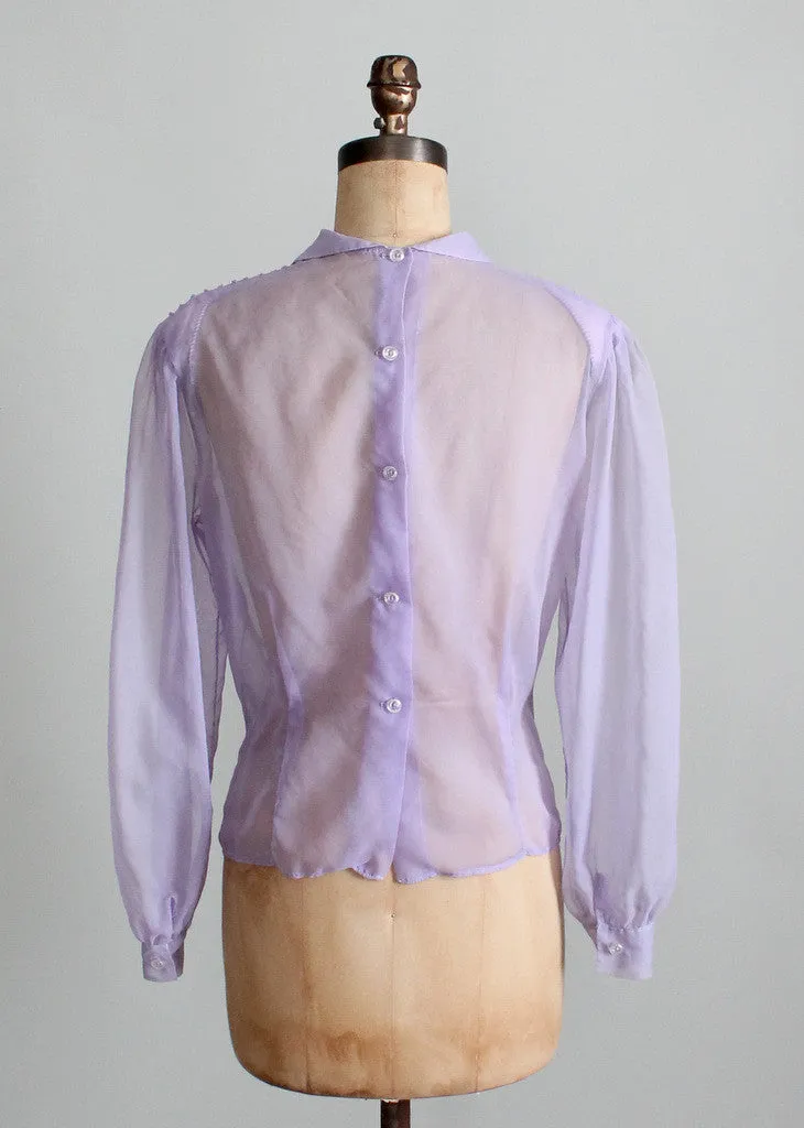 Vintage 1950s Lavender Sheer Nylon Blouse