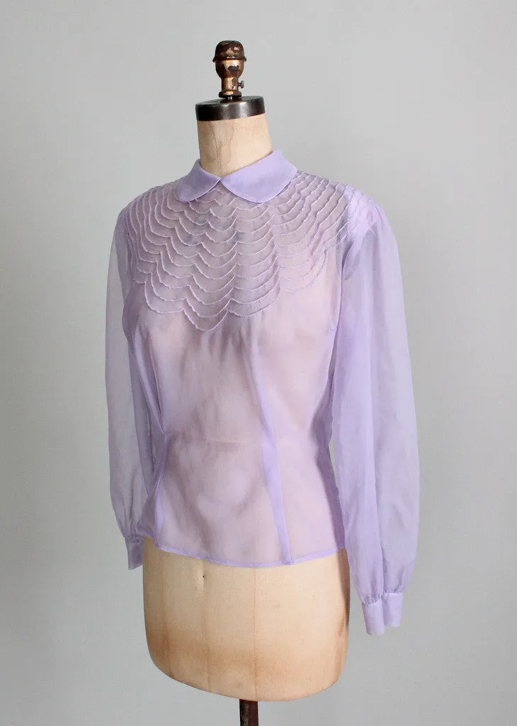 Vintage 1950s Lavender Sheer Nylon Blouse