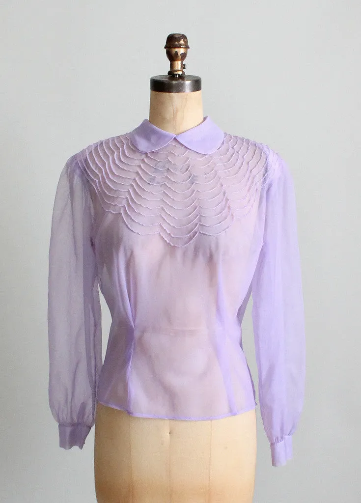 Vintage 1950s Lavender Sheer Nylon Blouse