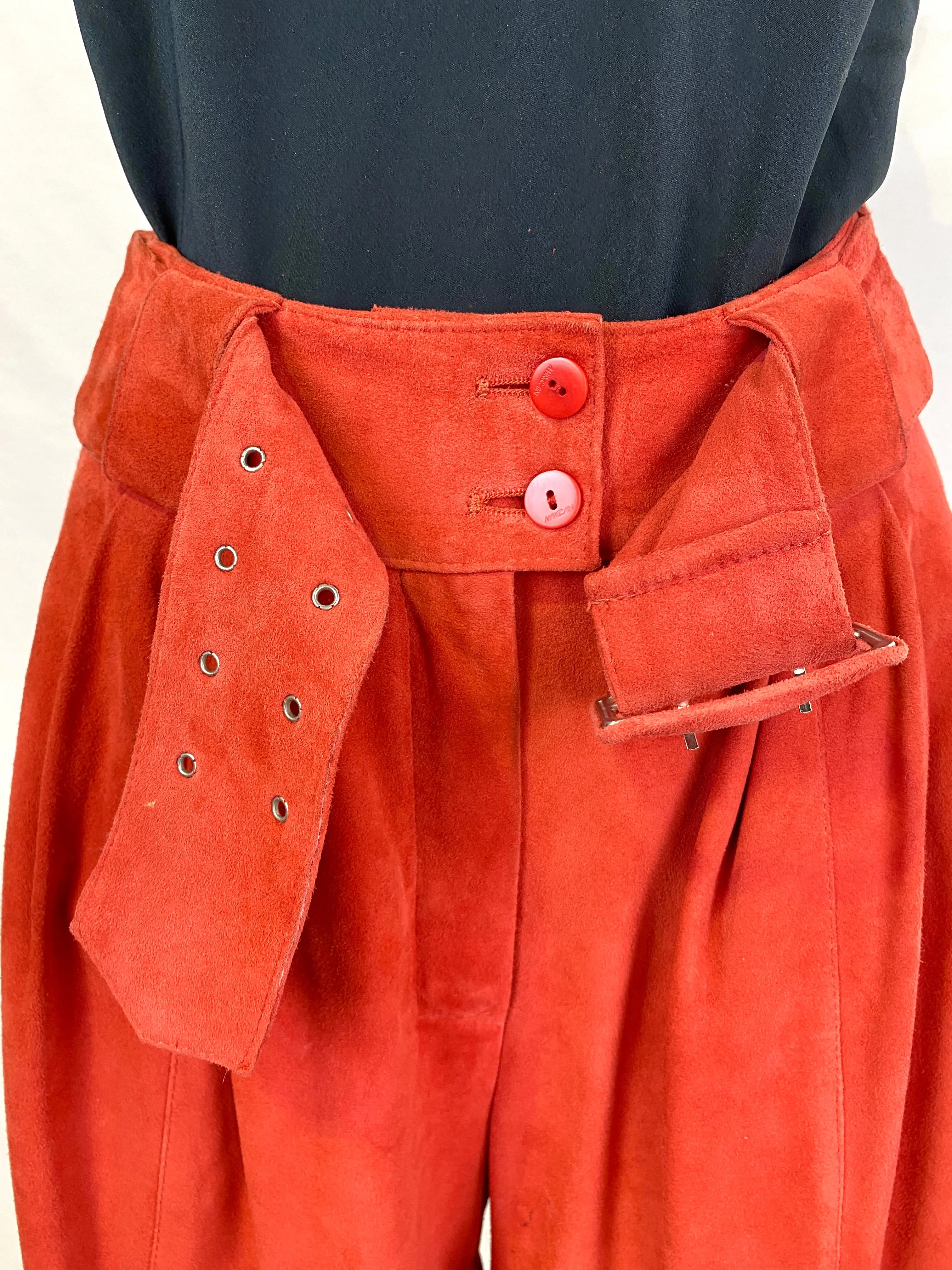 Vintage 90s Marc Cain Rust Suede Culottes/ Shorts with Belt, S-M