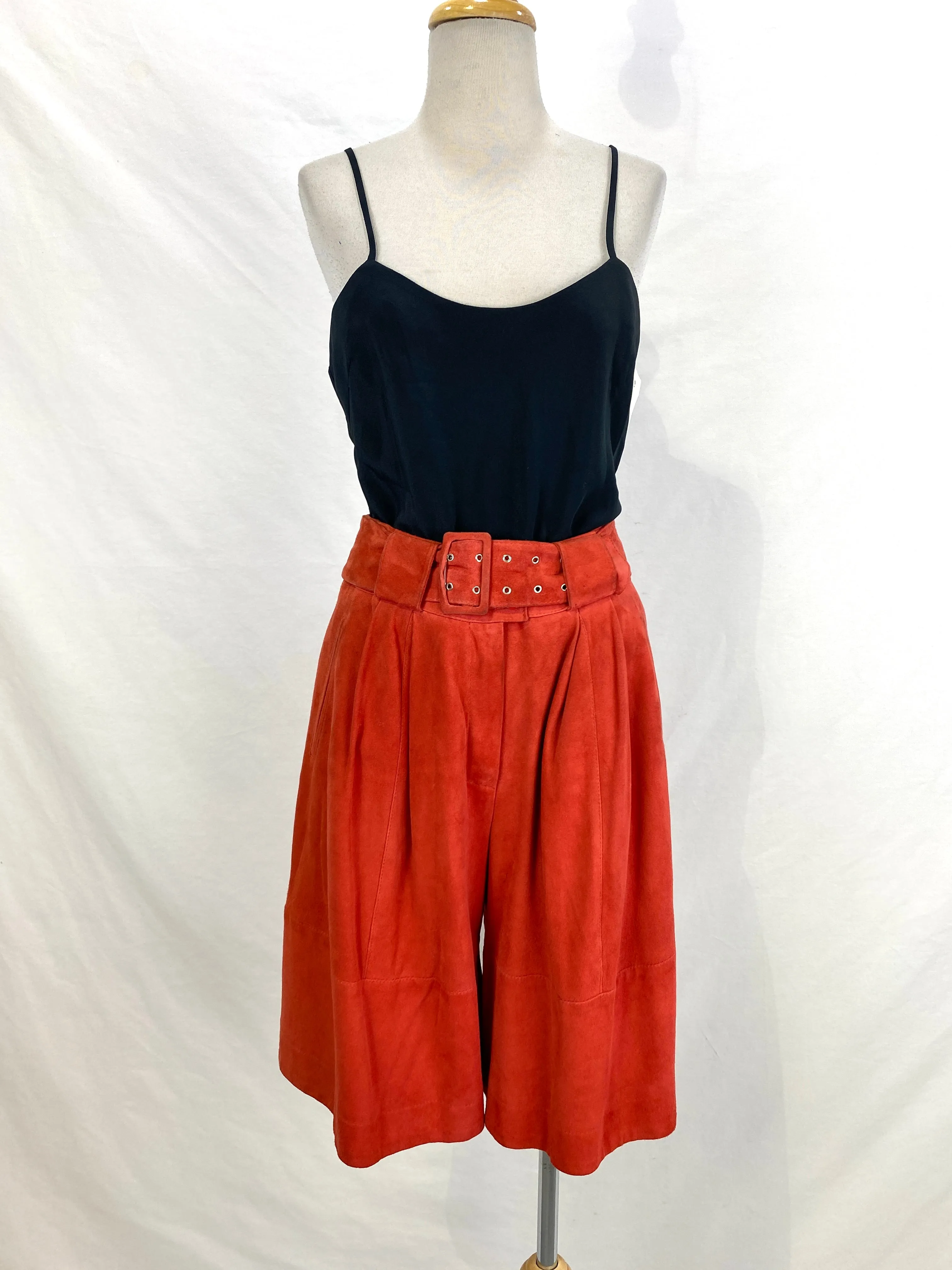 Vintage 90s Marc Cain Rust Suede Culottes/ Shorts with Belt, S-M