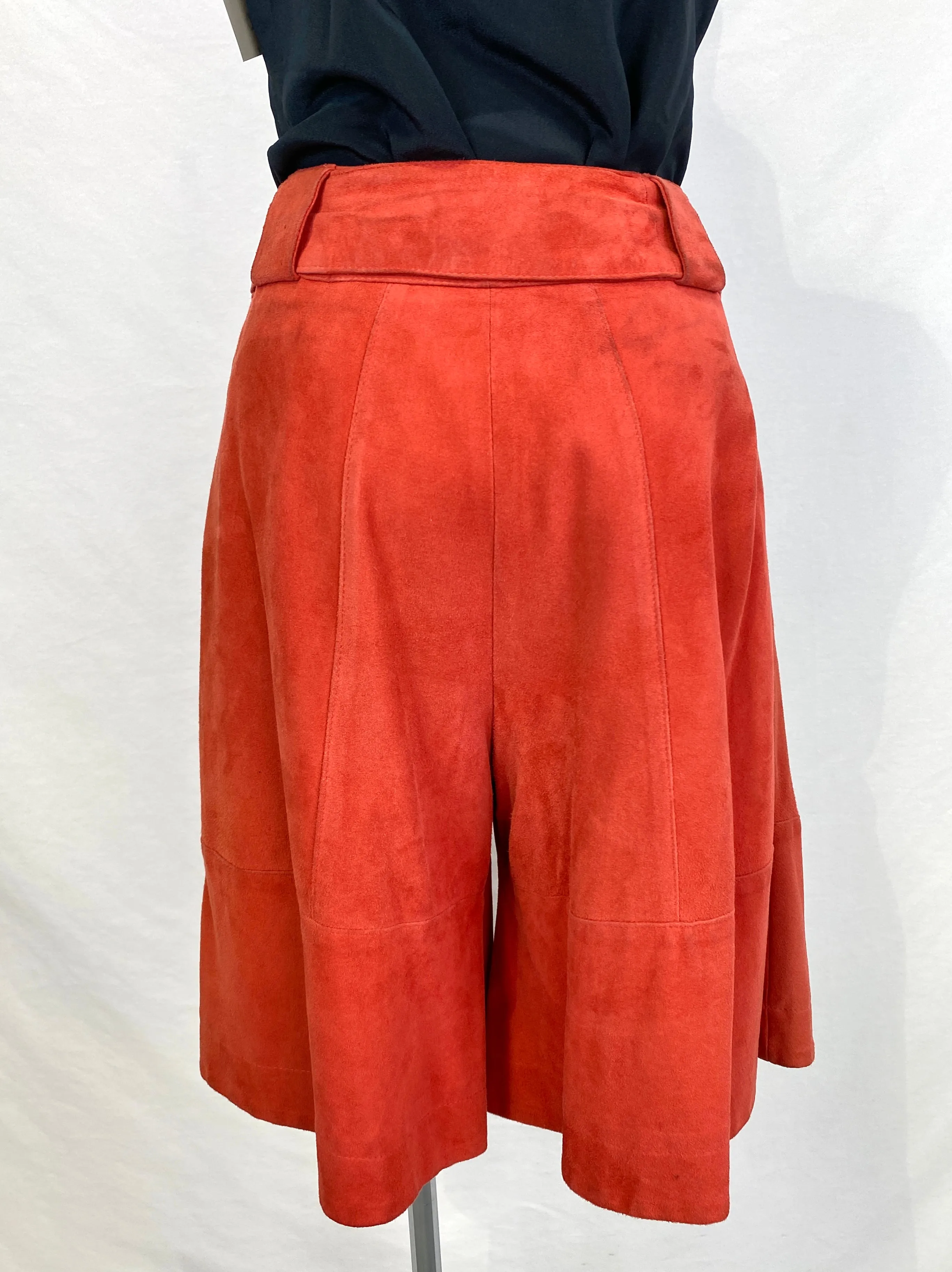 Vintage 90s Marc Cain Rust Suede Culottes/ Shorts with Belt, S-M