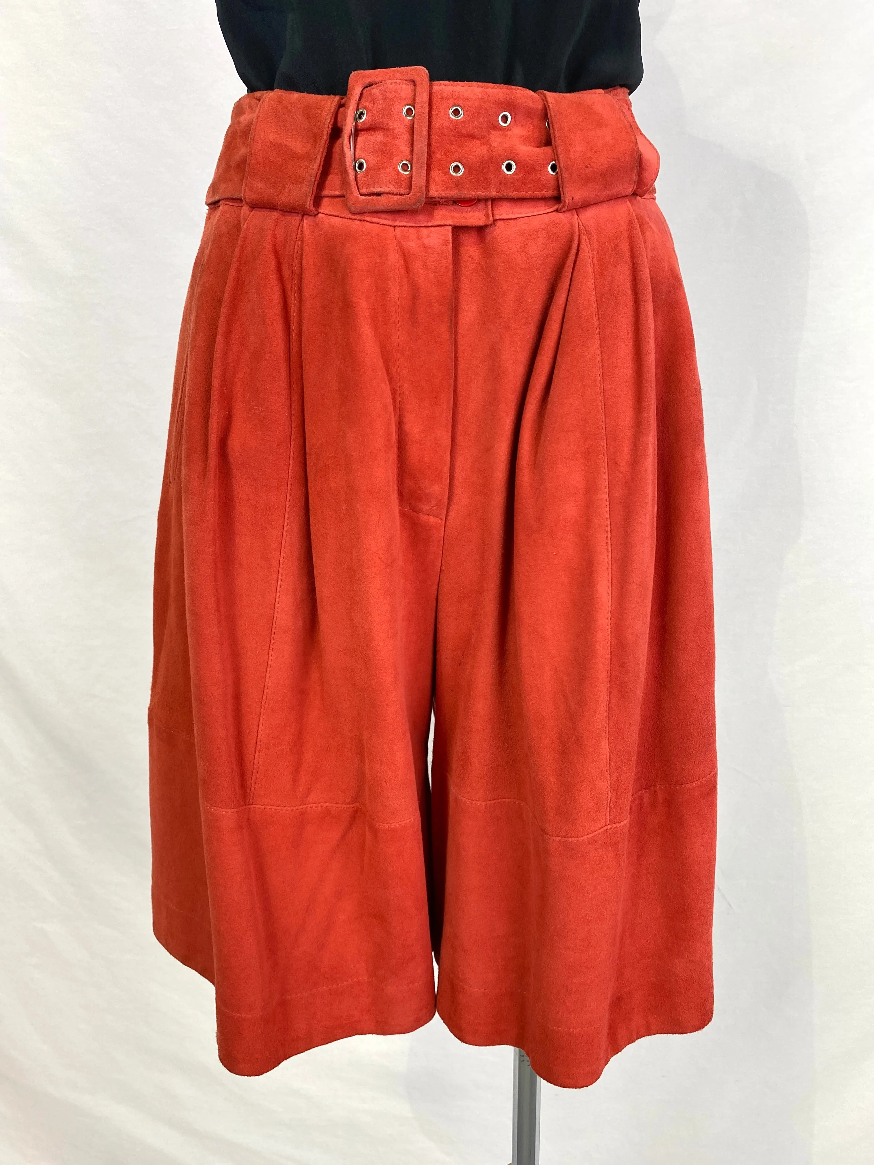 Vintage 90s Marc Cain Rust Suede Culottes/ Shorts with Belt, S-M