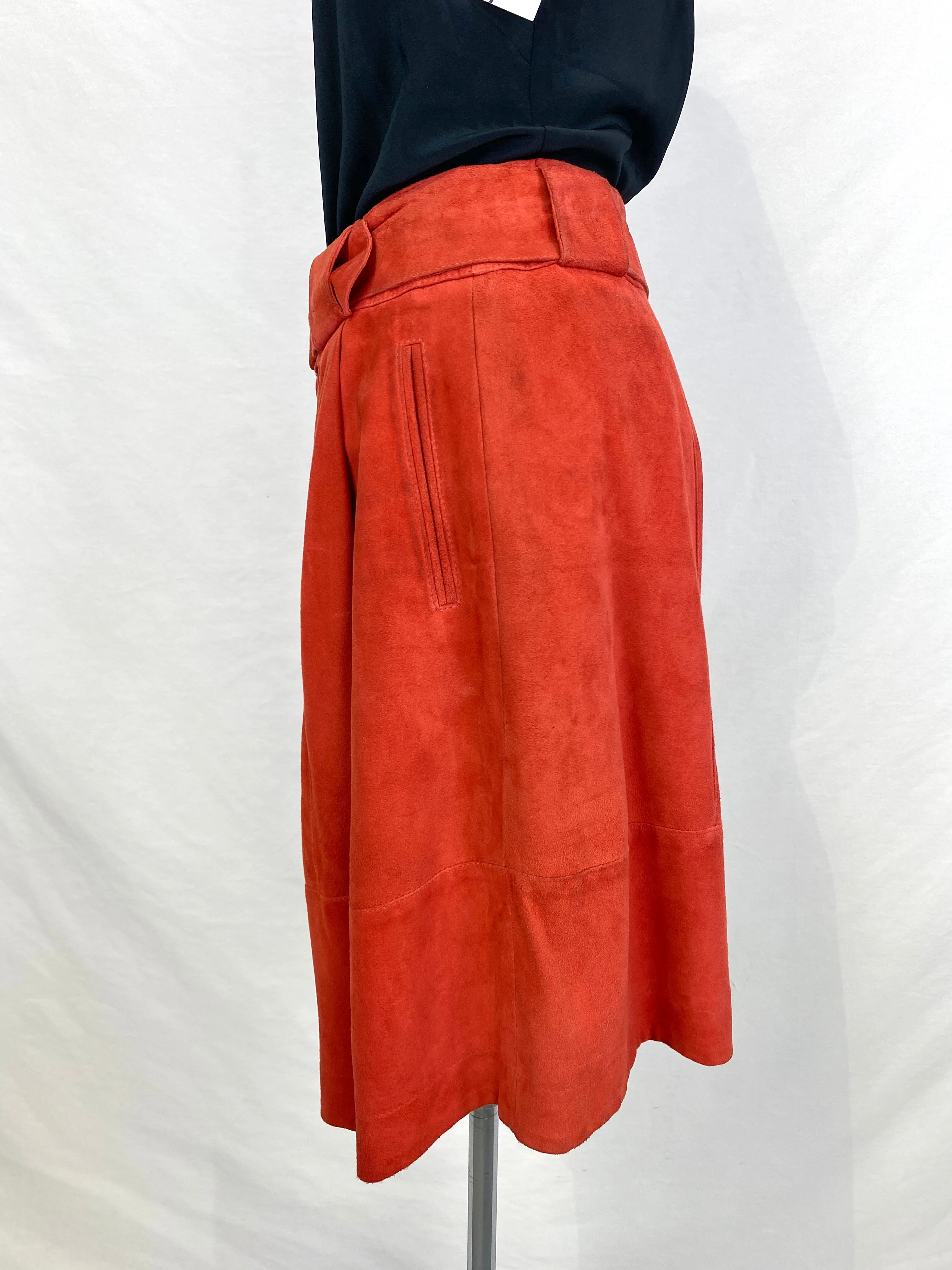 Vintage 90s Marc Cain Rust Suede Culottes/ Shorts with Belt, S-M