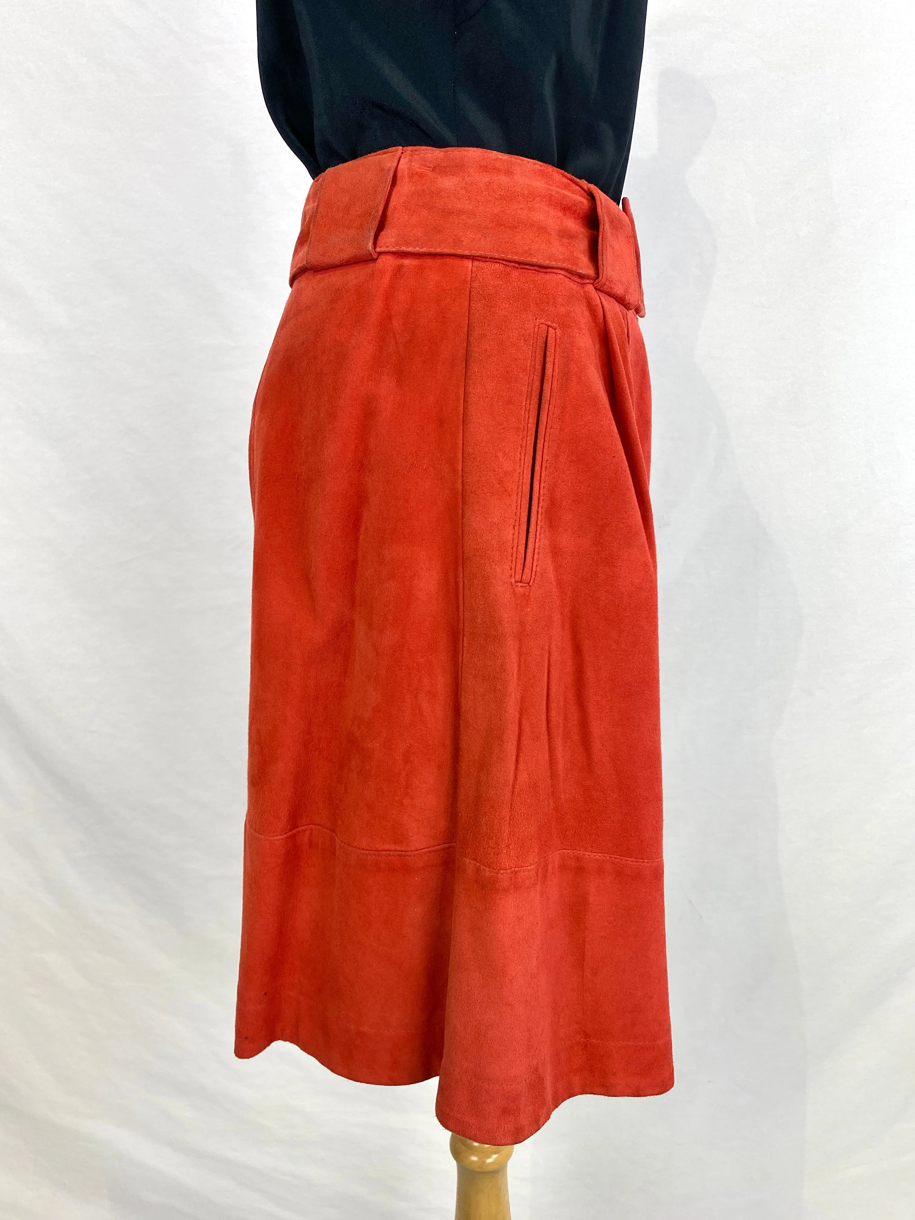 Vintage 90s Marc Cain Rust Suede Culottes/ Shorts with Belt, S-M